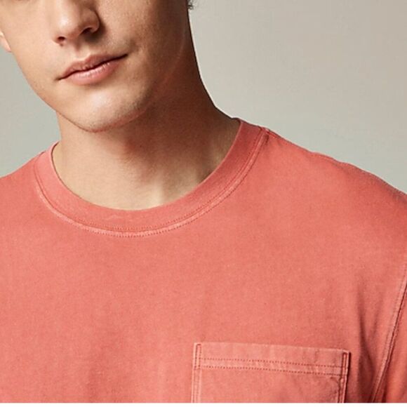 J. Crew BW379 orange Vintage-wash Cotton Pocket T-shirt size med NWT - Picture 3 of 9